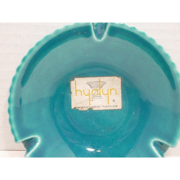 VTG MCM Hyalyn Pottery Ashtray Blue Porcelain Decor Western North Carolina 4" - Picture 2 of 10